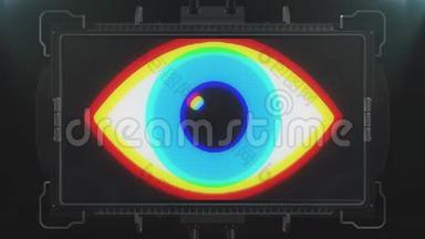 跳跃RGB蓝眼符号在未来的<strong>液晶</strong>显示屏显示背景动画无缝循环...新质量